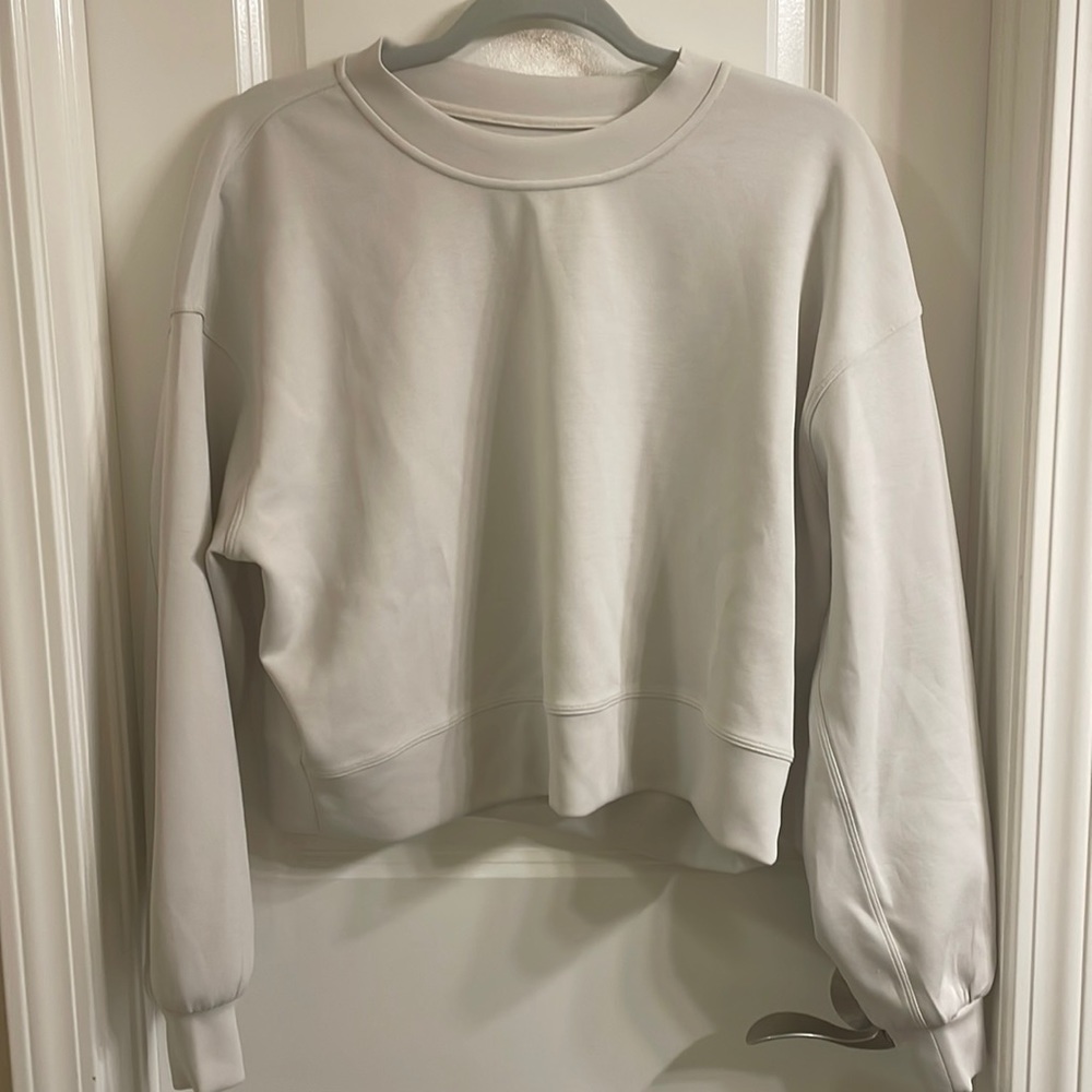 lululemon softstreme perfectly oversized crop crew in White Opal
